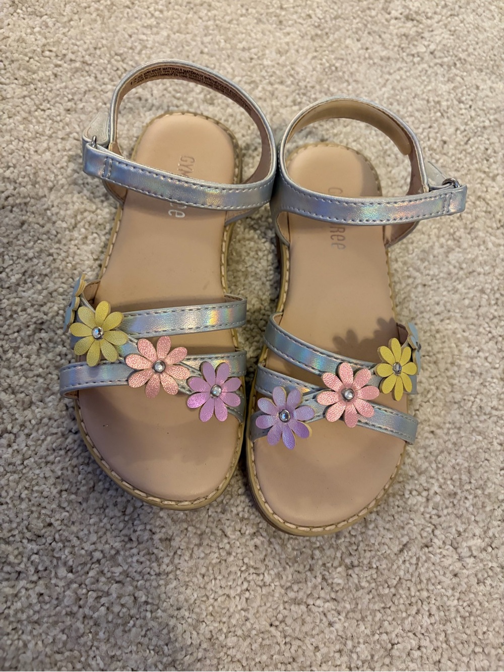 Gymboree Girls' Iridescent Flower Strap Sandals - Multi Color